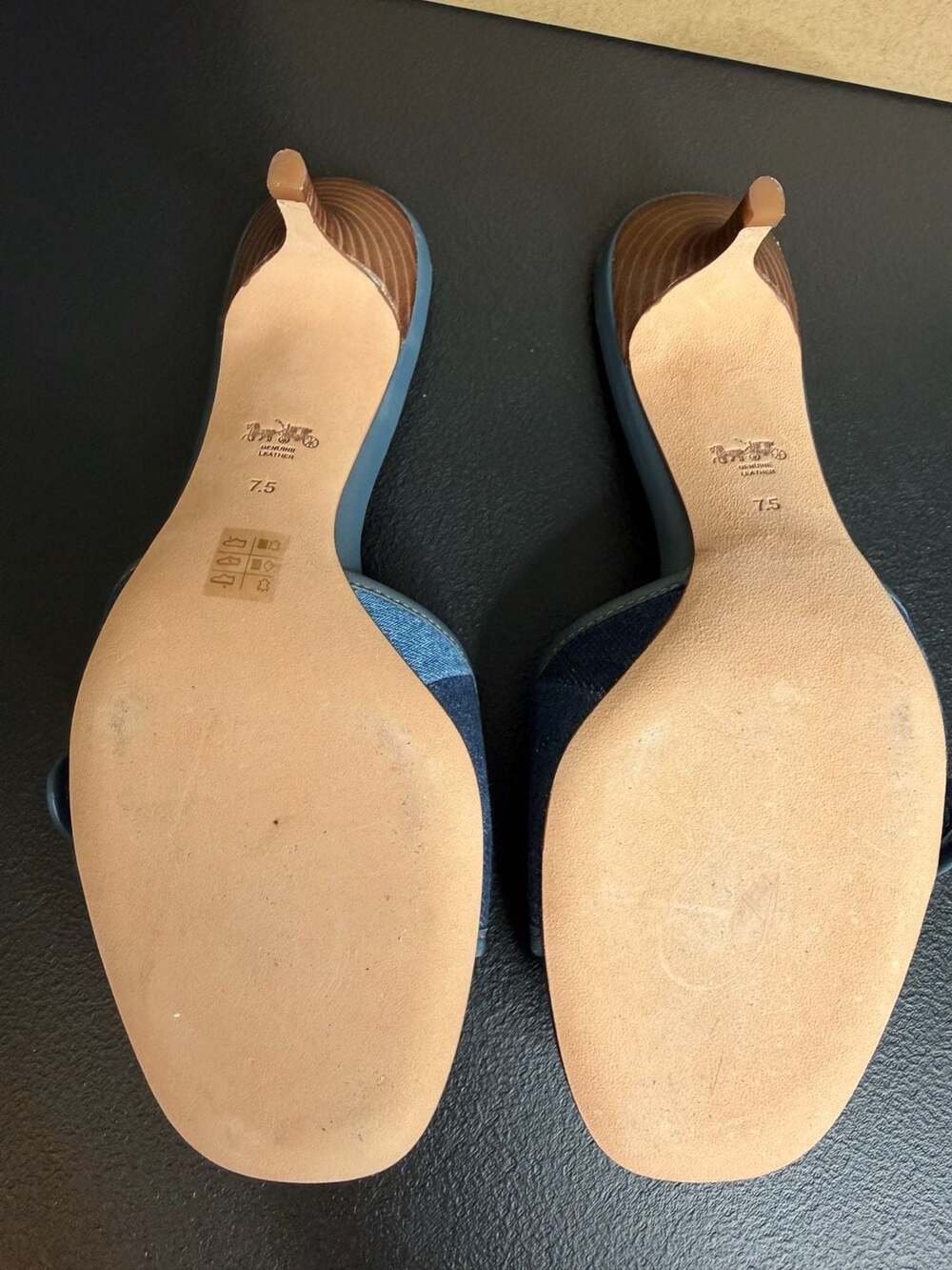 Coach Margot Denim Patchwork Kitten Heel Sandals Blue CEF08 sz 7.5 BNIB $195 - Picture 7 of 8